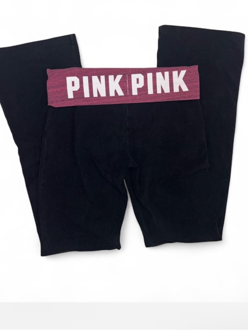 Y2K Victoria's Secret PINK Black Yoga Leggings with Pink fold over Waistband